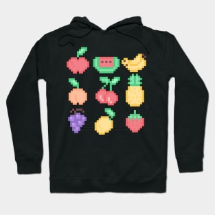 Kawaii Pixel Art Pastel Fruit Design Hoodie